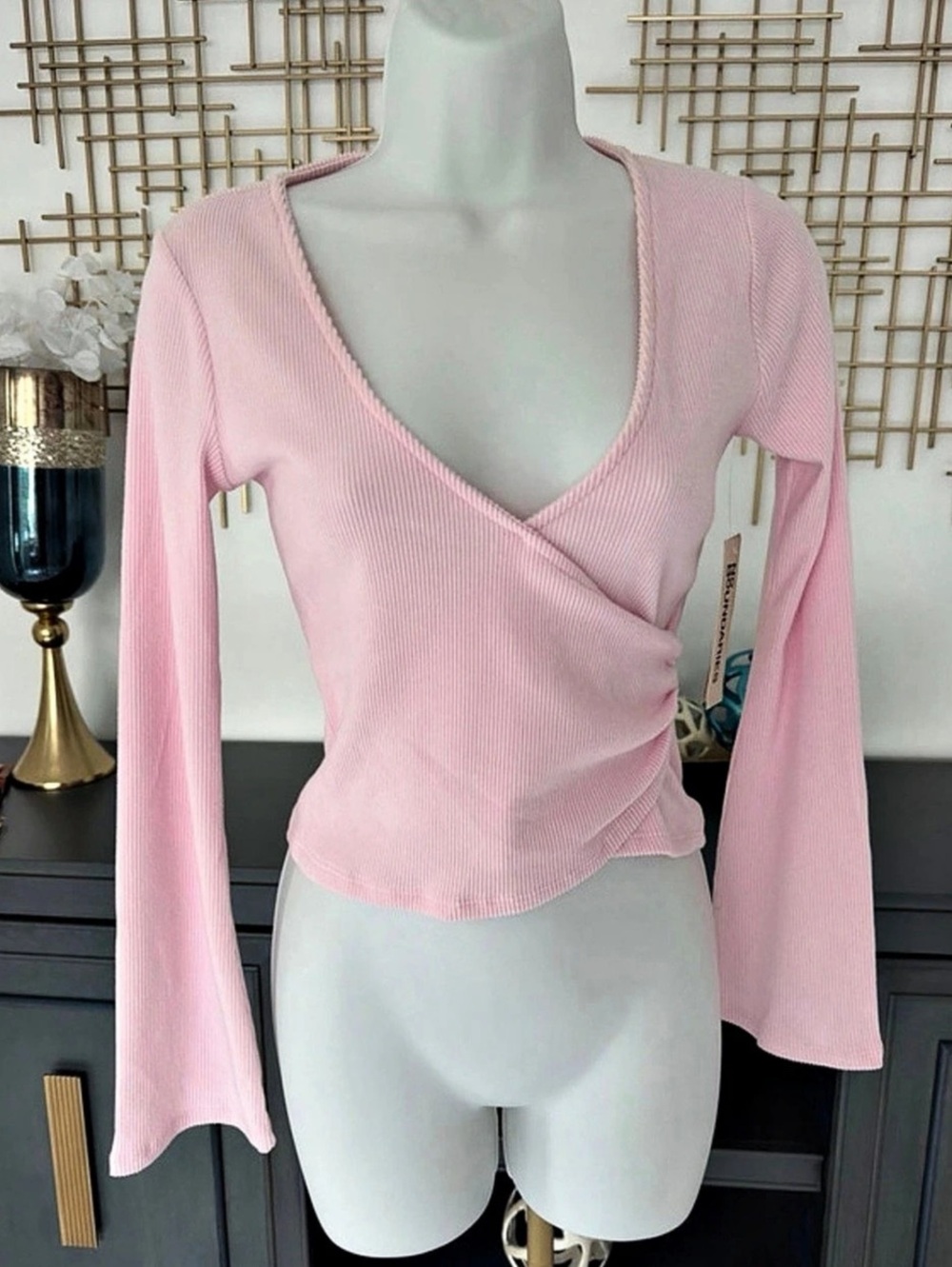 No Boundaries Pink Wrap Front Crop Top NWT